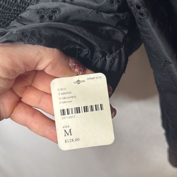 Free People Black Bella Eyelet Top. Size Medium. NWT - Picture 10 of 13